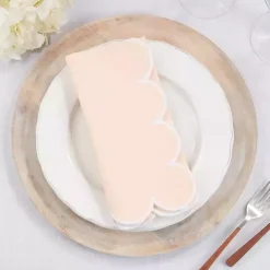 Peach Scalloped Edge Napkins, Set of 4