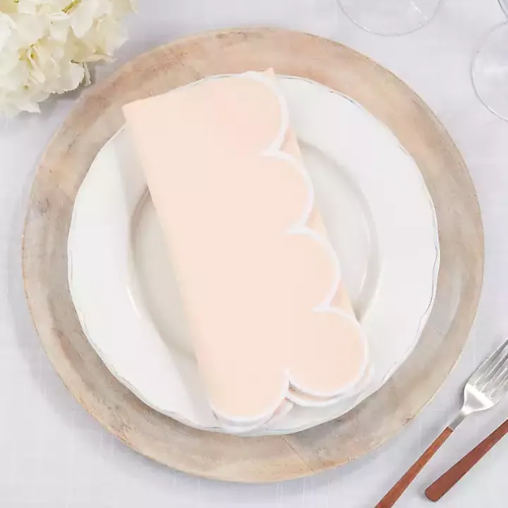 Peach Scalloped Edge Napkins, Set of 4