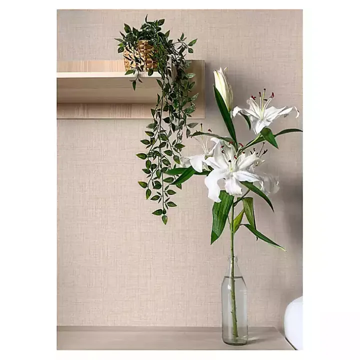 Peach Textured Faux Fabric Peel & Stick Wallpaper