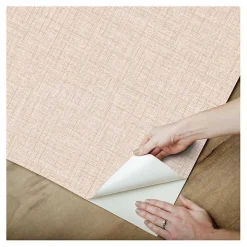 Peach Textured Faux Fabric Peel & Stick Wallpaper