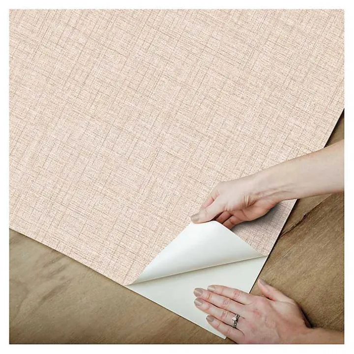 Peach Textured Faux Fabric Peel & Stick Wallpaper