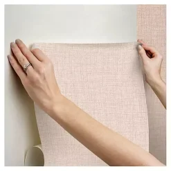 Peach Textured Faux Fabric Peel & Stick Wallpaper