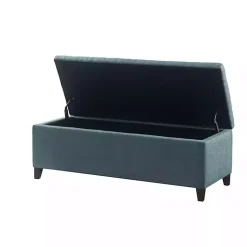 Peacock Blue Button Tufted Storage Bench