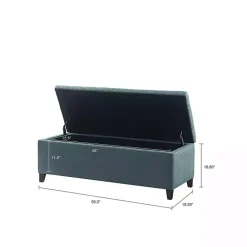 Peacock Blue Button Tufted Storage Bench