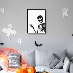Peek A Boo Skeleton Framed Canvas Art Print