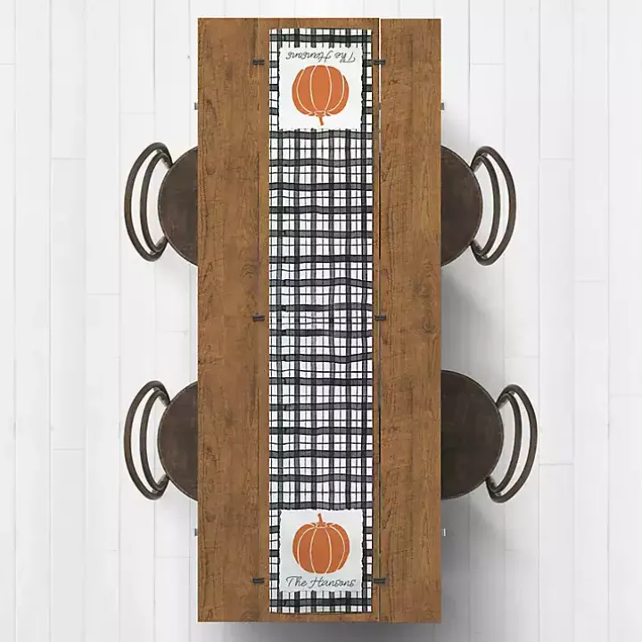 Personalized Black and White Plaid Table Runner