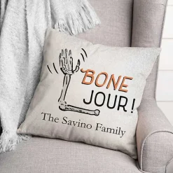 Personalized Bone Jour Skeleton Halloween Pillow