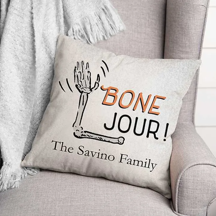 Personalized Bone Jour Skeleton Halloween Pillow