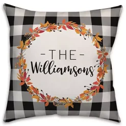 Personalized Buffalo Check Harvest Wreath Pillow