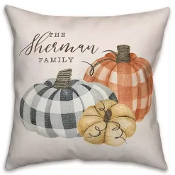 Personalized Buffalo Check Pumpkins Outdoor Pillow