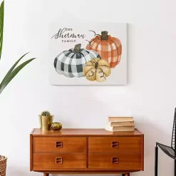 Personalized Buffalo Check Pumpkins Canvas Print