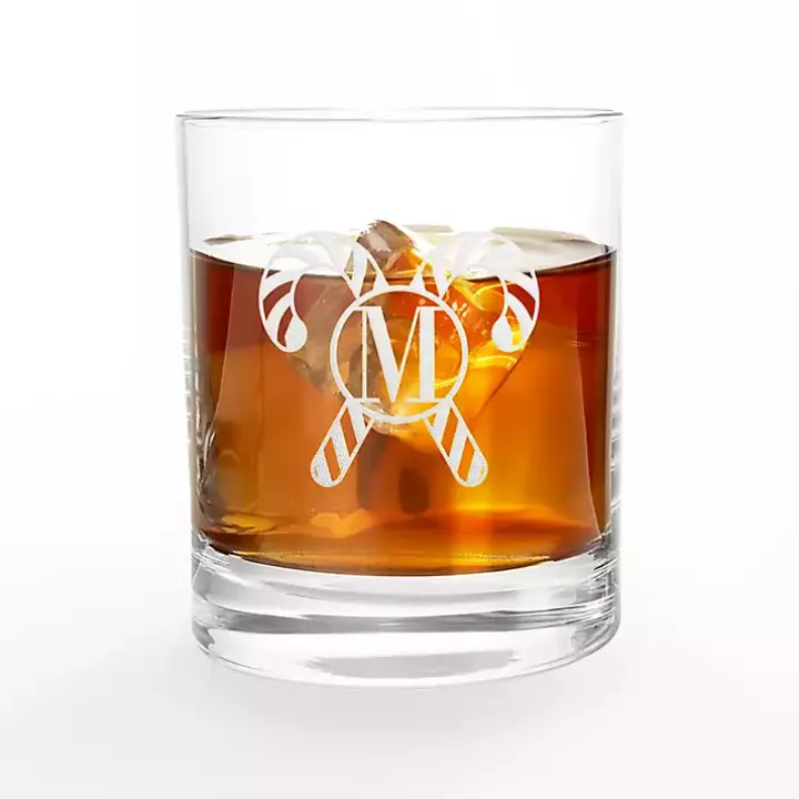 Personalized Candy Cane Whiskey Glasses, Set of 2