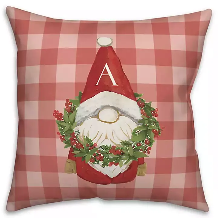 Personalized Christmas Gnome Monogram Pillow