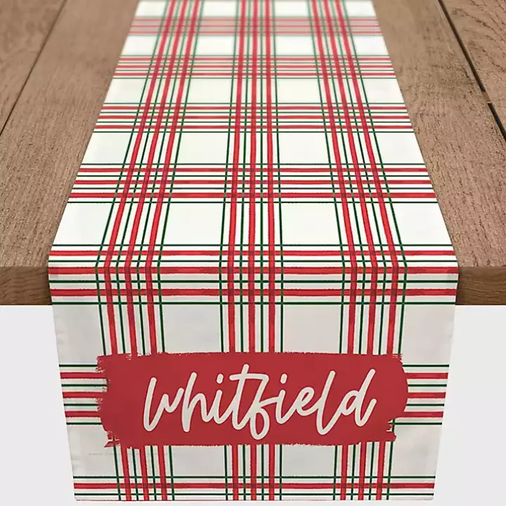 Personalized Christmas Plaid Table Runner, 90 in.
