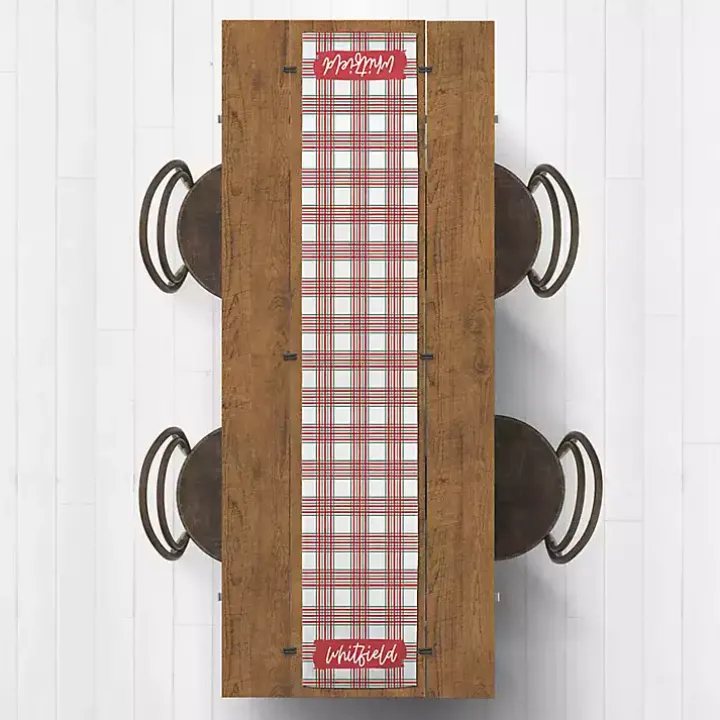 Personalized Christmas Plaid Table Runner, 90 in.