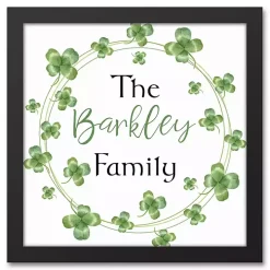 Personalized Clover Wreath Framed Art Print