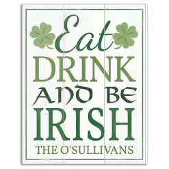 Personalized Eat Drink and Be Irish Canvas Print