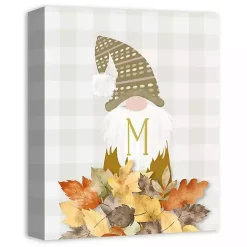 Personalized Fall Gnome Monogram Canvas Art Print