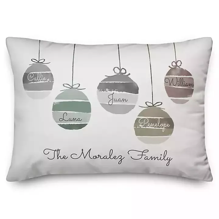 Personalized Family Ornaments Throw Pillow