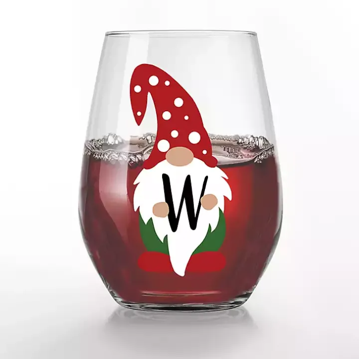 Personalized Festive Gnome Wine Glasses, Set of 2