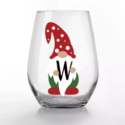 Personalized Festive Gnome Wine Glasses, Set of 2