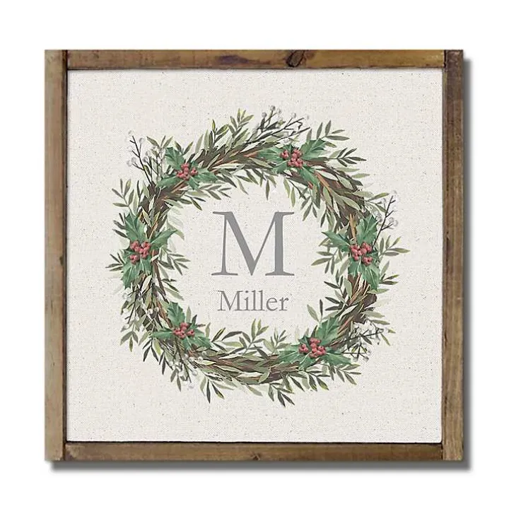 Personalized Holly Wreath Framed Wall Plaque
