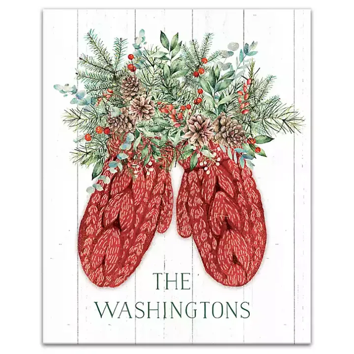 Personalized Joyful Mittens Canvas Art Print