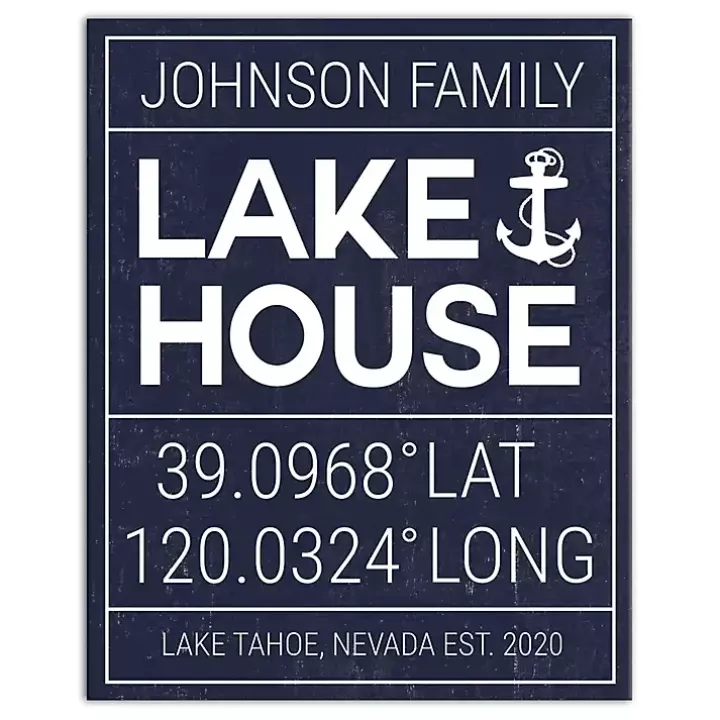 Personalized Lake House Canvas Wall Plaque