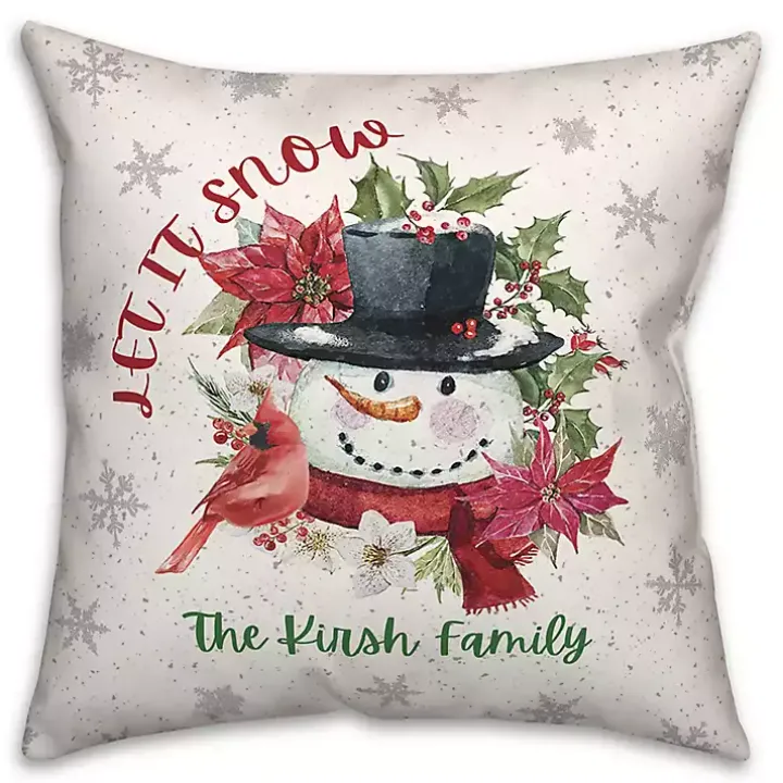 Personalized Let It Snow Snowman Pillow