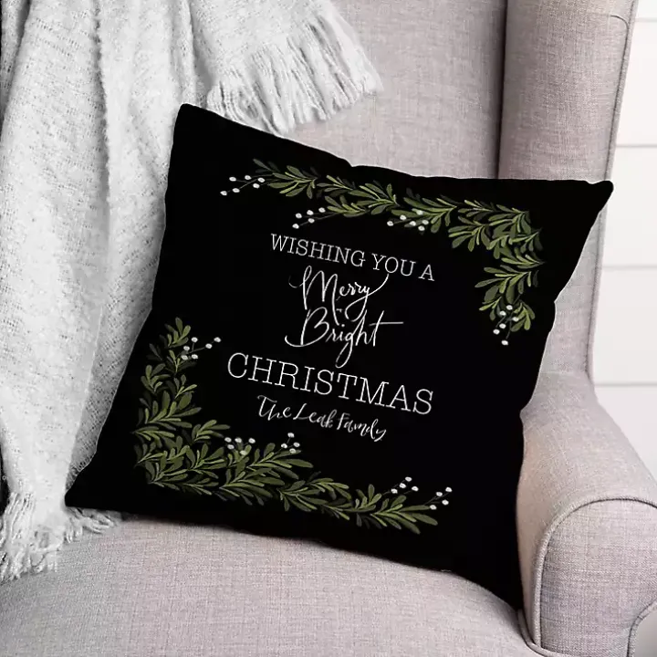 Personalized Merry and Bright Christmas Pillow