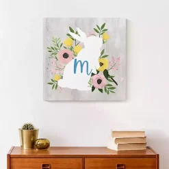 Personalized Monogram Bunny Canvas Art Print