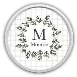 Personalized Monogram Leafy White Frame Plaque