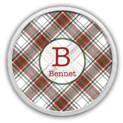 Personalized Monogram Plaid White Framed Plaque