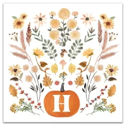Personalized Monogram Pumpkin Floral Canvas Print