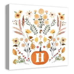 Personalized Monogram Pumpkin Floral Canvas Print