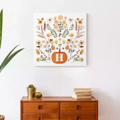 Personalized Monogram Pumpkin Floral Canvas Print