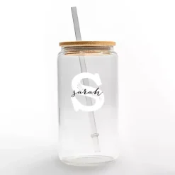 Personalized Monogram S Floral Glass Cup