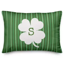 Personalized Monogram Shamrock Stripe Pillow