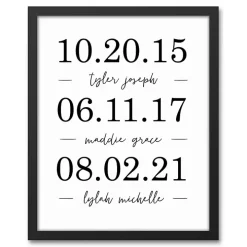 Personalized Names & Dates Framed Canvas Print