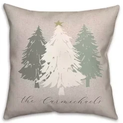 Personalized Neutral Christmas Tree Throw Pillow