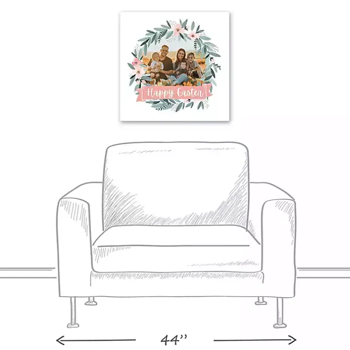 Personalized Photo Easter Wreath Canvas Plaque