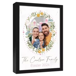 Personalized Photo Floral Wreath Canvas Print