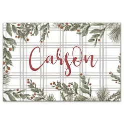 Personalized Plaid Botanical Canvas Art Print