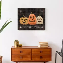 Personalized Plaid Jack O Lanterns Canvas Print