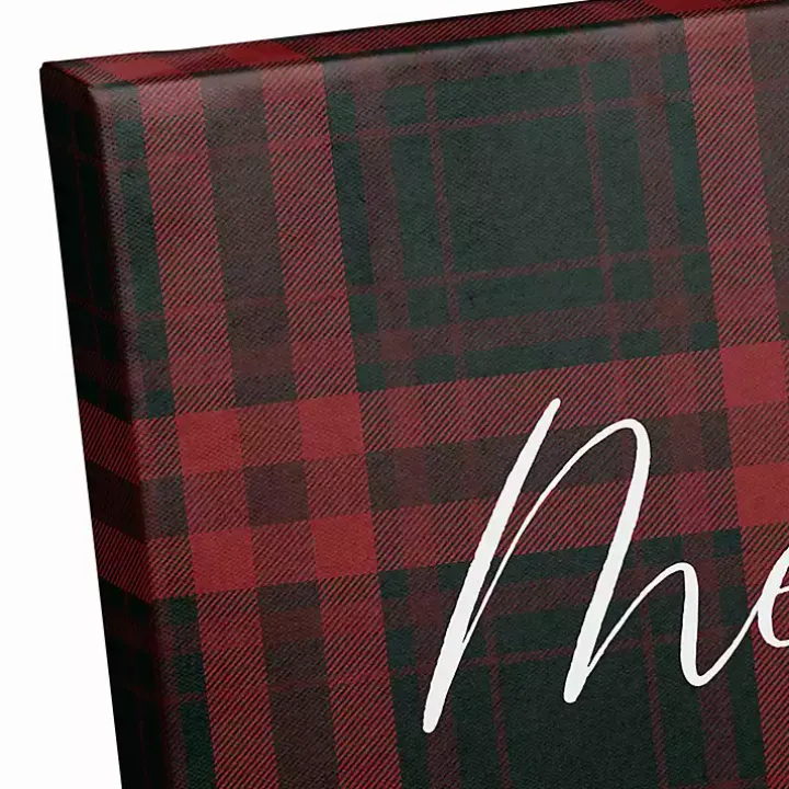 Personalized Plaid Santa Sleigh Canvas Wall Plaque