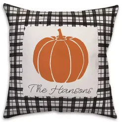 Personalized Pumpkin Black and White Plaid Pillow