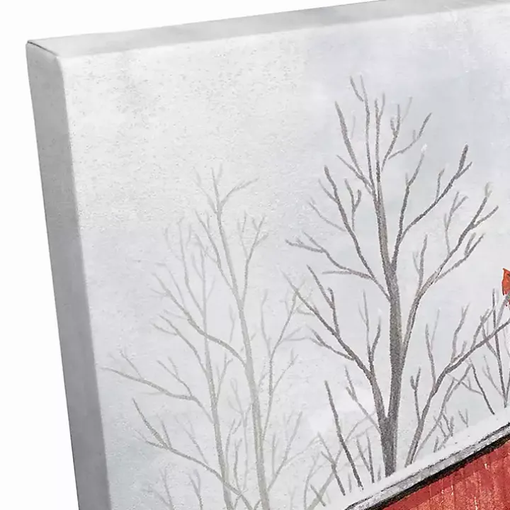 Personalized Red Holiday Barn Canvas Art Print