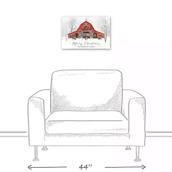 Personalized Red Holiday Barn Canvas Art Print