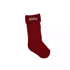 Personalized Red Serif Embroidered Stocking