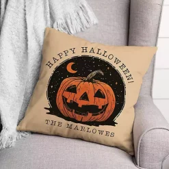 Personalized Retro Jack O Lantern Halloween Pillow
